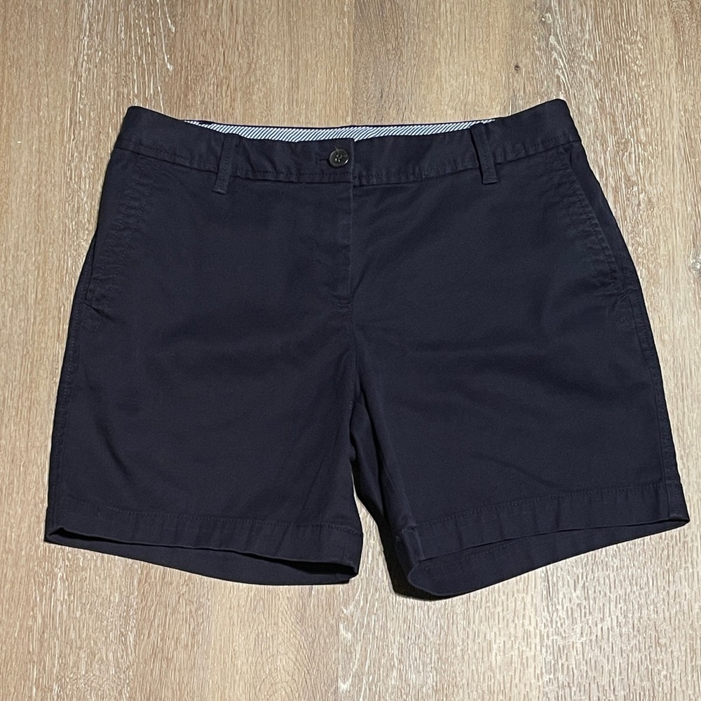 Talbots Relaxed Chino Shorts Women's 2P Petite Blue Cotton‎ Blend Casual